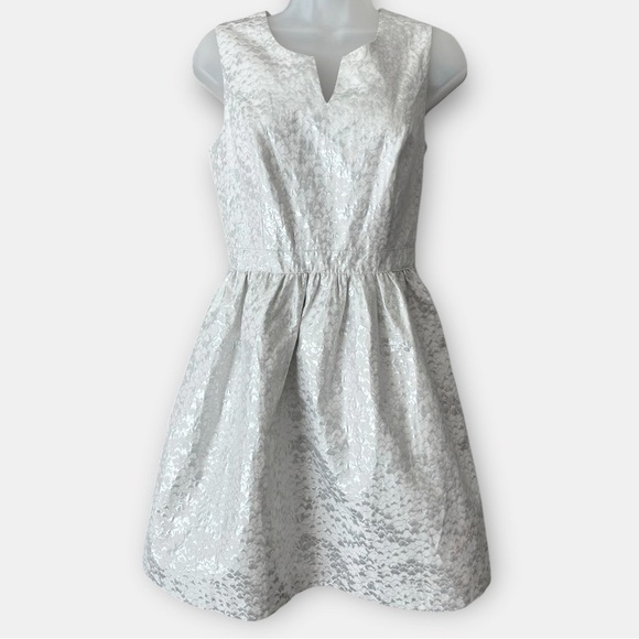 Kensie Silver Metallic Patterned Sleeveless Fit & Flare Mini Dress Size Small - Picture 1 of 10